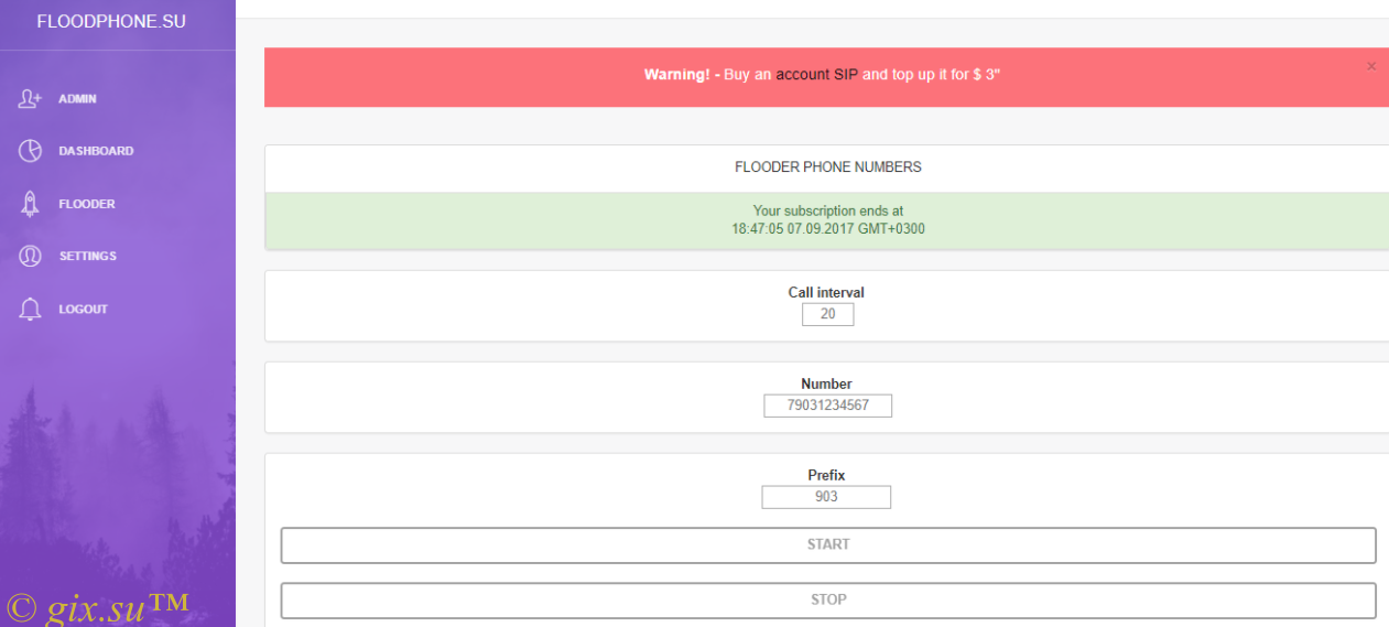 Gix.su - Флудер мобильных номеров