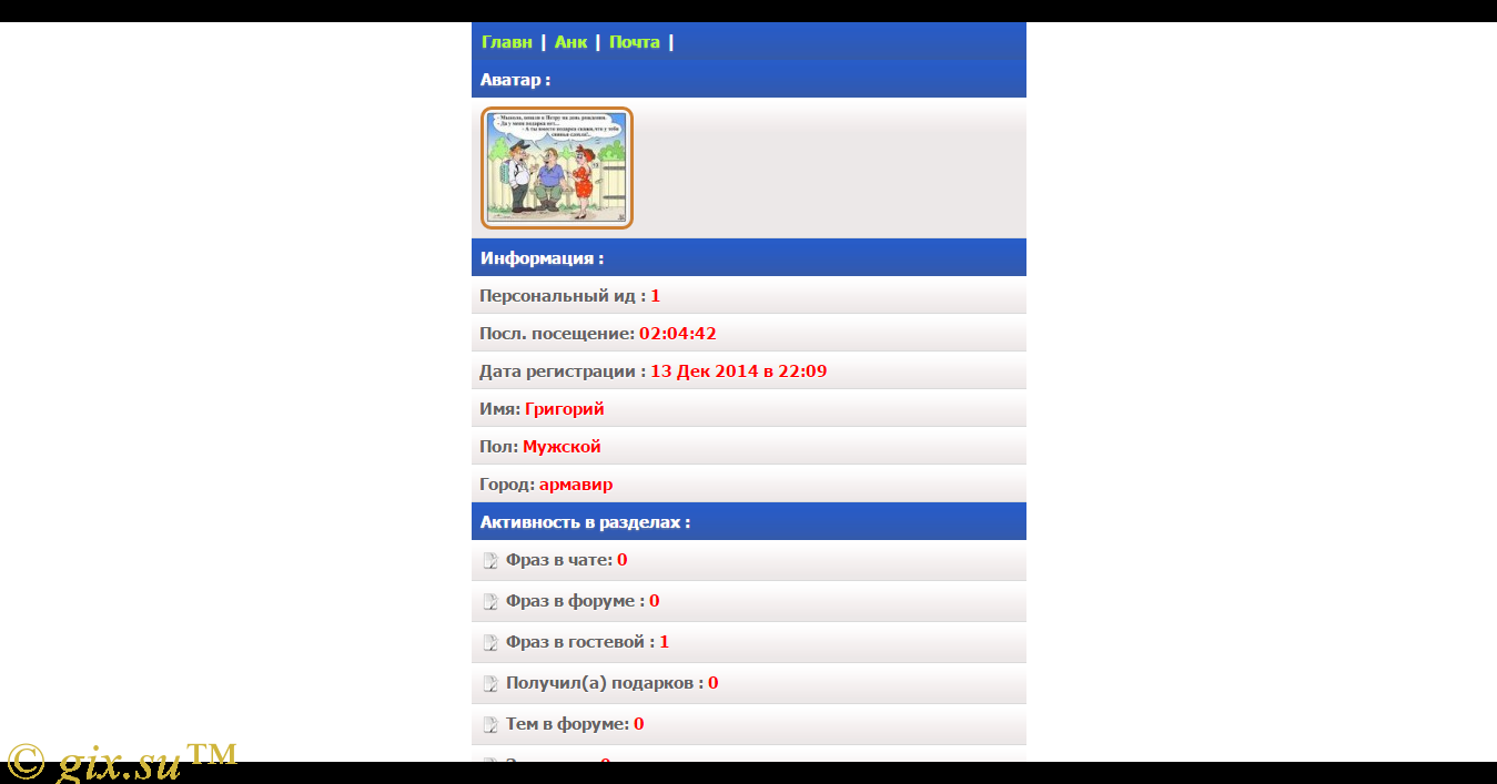 Gix.su - Актив пользователя