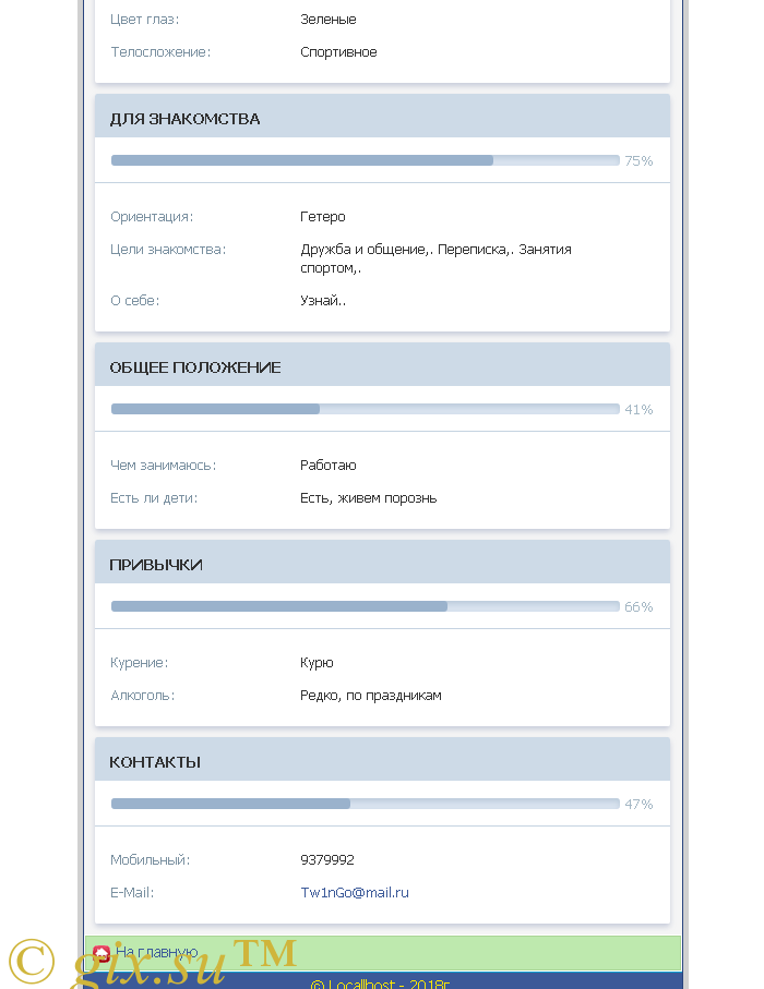 Gix.su - Личная страница и Анкета Spaces v.2