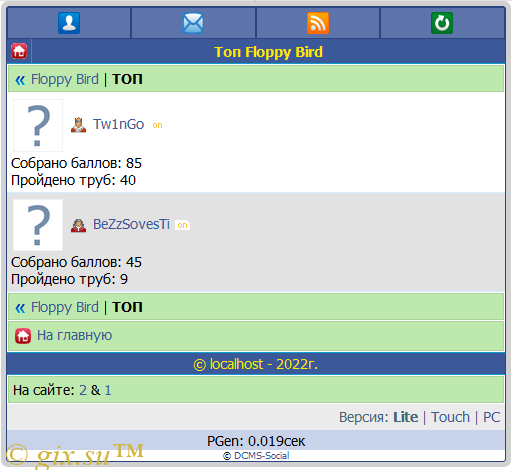 Gix.su - Floppy Bird для DCMS-Social